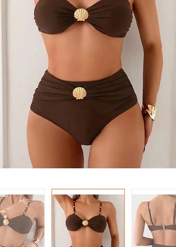 Kahverengi Mini Bikini Kemerli Bohem Tarz - Görsel 3