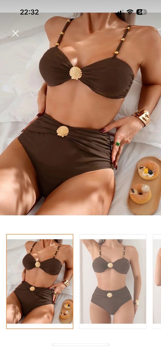 Kahverengi Mini Bikini Kemerli Bohem Tarz - Görsel 2