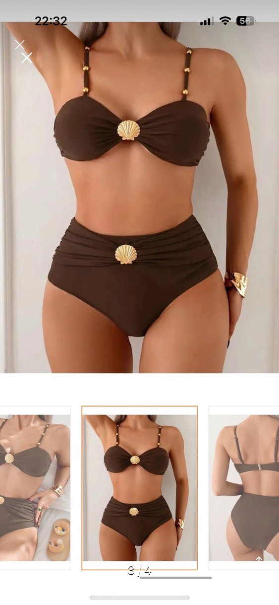 Kahverengi Mini Bikini Kemerli Bohem Tarz - Görsel 3