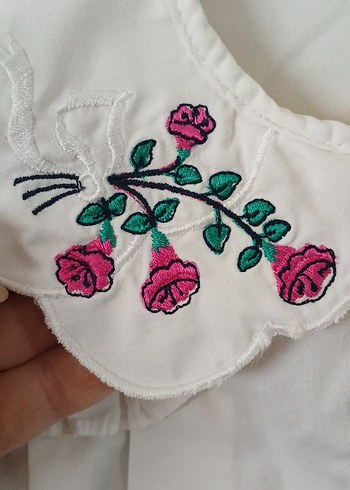 Nakışlı Yakalı Beyaz çocuk Gömlek - Görsel 4