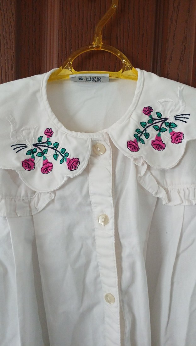 Nakışlı Yakalı Beyaz çocuk Gömlek - Görsel 2