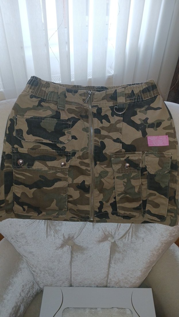 Kahverengi Kamuflaj Midi Mini Etek - Görsel 2