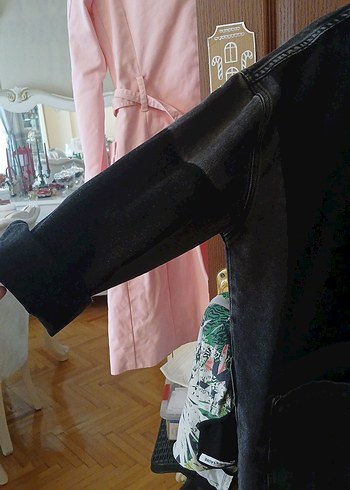 Gri Kemerli Kadın Denim Ceket - Görsel 3