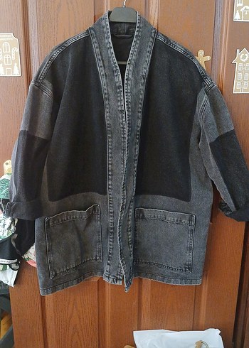 Gri Kemerli Kadın Denim Ceket - Görsel 2