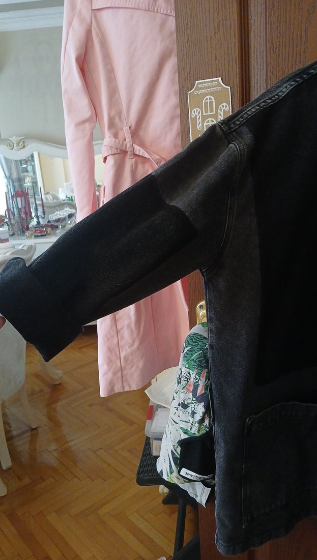 Gri Kemerli Kadın Denim Ceket - Görsel 3