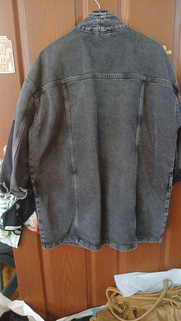 Gri Kemerli Kadın Denim Ceket - Görsel 5