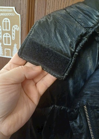 Düğmeli Siyah Deri Kadın Mont - Görsel 5