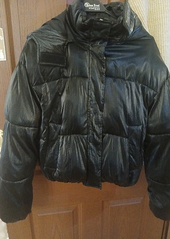 Düğmeli Siyah Deri Kadın Mont - Görsel 8