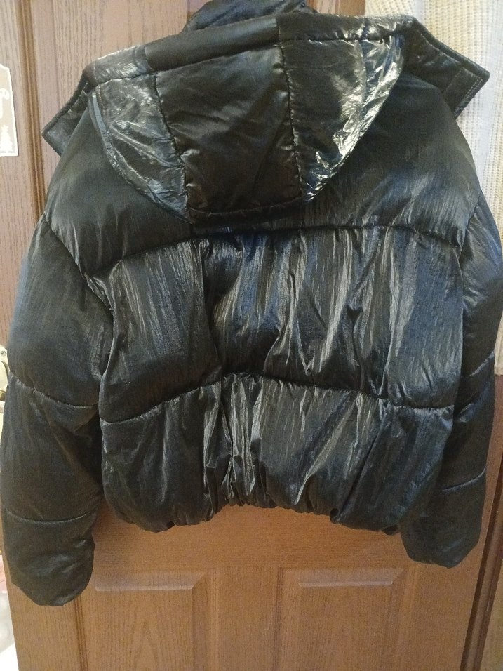 Düğmeli Siyah Deri Kadın Mont - Görsel 4