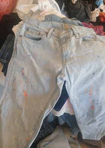 Polo Ralph Lauren Renkli Boya Detayli Acik Mavi Denim Jean