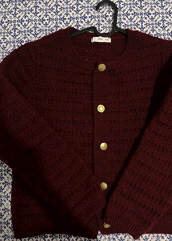 Düğmeli Bordo Bohem Kadın Hırka - Görsel 2