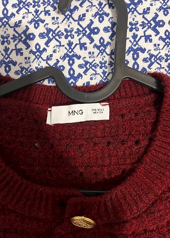 Düğmeli Bordo Bohem Kadın Hırka - Görsel 3