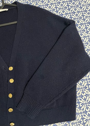 Düğmeli Lacivert Kadın Hırka - Görsel 3