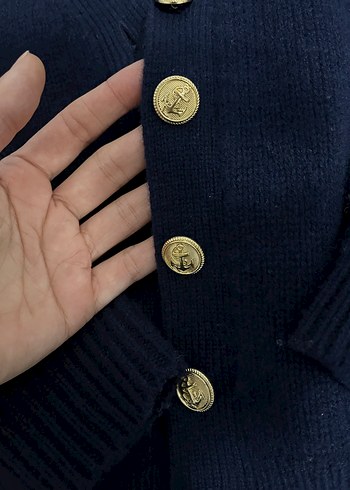 Düğmeli Lacivert Kadın Hırka - Görsel 4