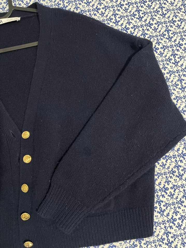 Düğmeli Lacivert Kadın Hırka - Görsel 3