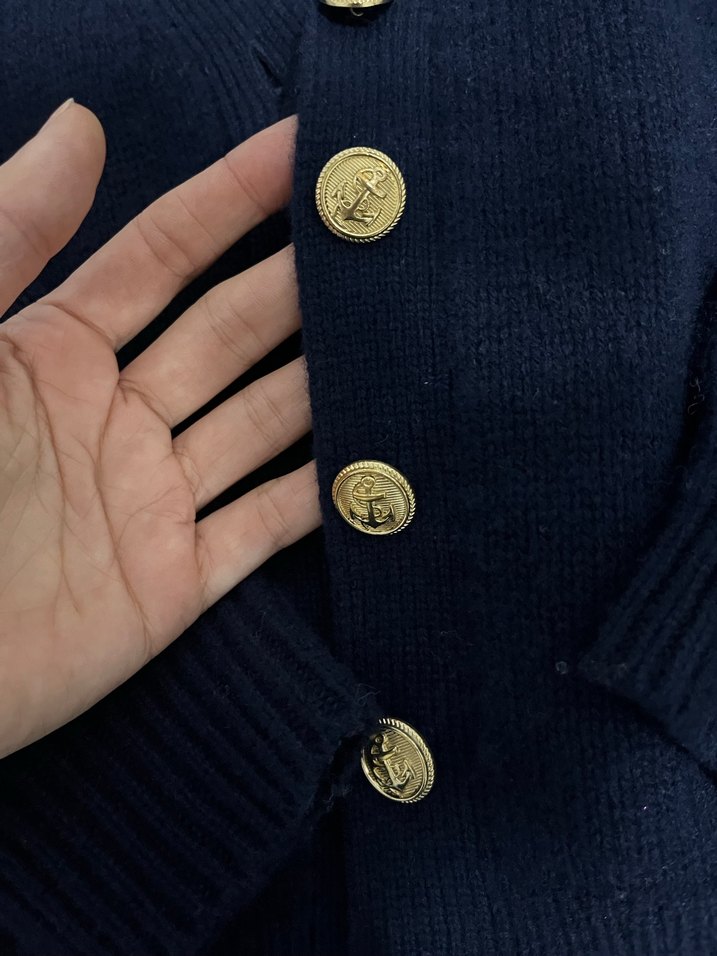 Düğmeli Lacivert Kadın Hırka - Görsel 4