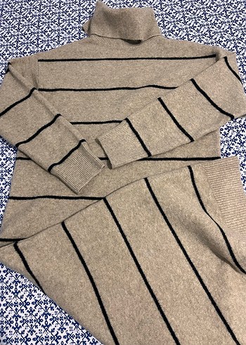 Mango Bej Çizgili Uzun Triko Elbise - Görsel 2