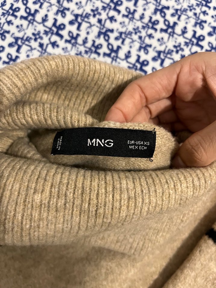 Mango Bej Çizgili Uzun Triko Elbise - Görsel 3