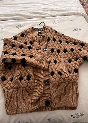 Kahverengi Desenli Triko Hırka - Görsel 2