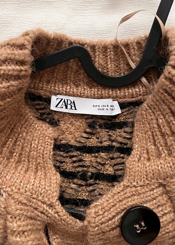 Kahverengi Desenli Triko Hırka - Görsel 5