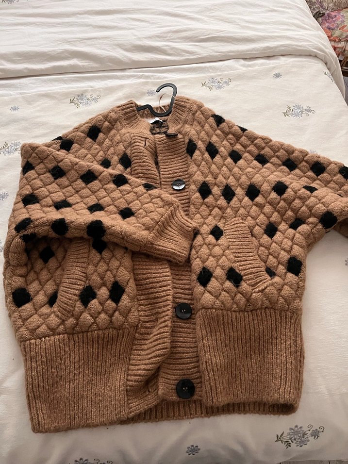 Kahverengi  Desenli Triko Hırka - Görsel 2