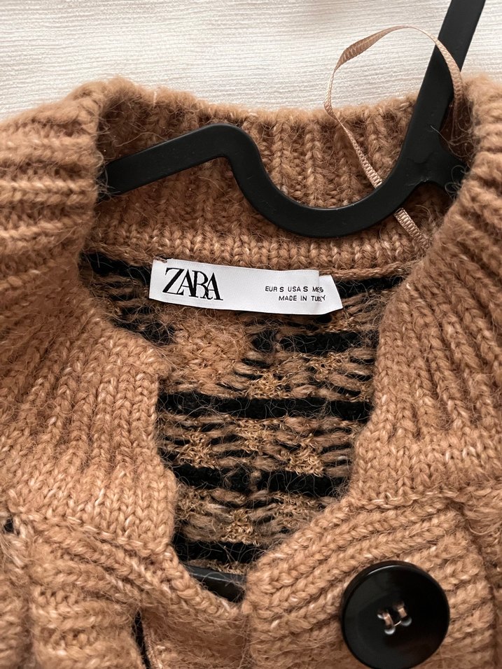 Kahverengi  Desenli Triko Hırka - Görsel 5