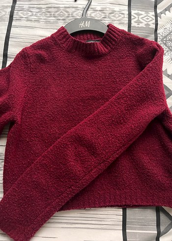 Bordo Kadın Triko Basic Kazak - Görsel 3