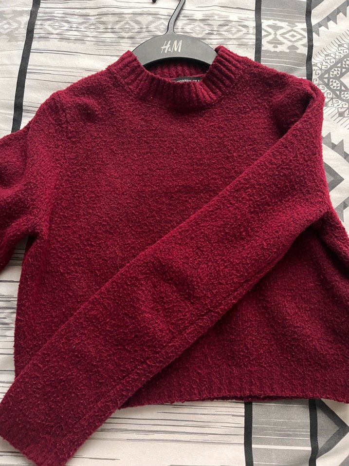 Bordo Kadın Triko Basic Kazak - Görsel 3