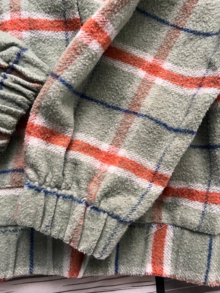 Ekose Desenli Gri Fermuarlı Kadın Ceket - Görsel 4