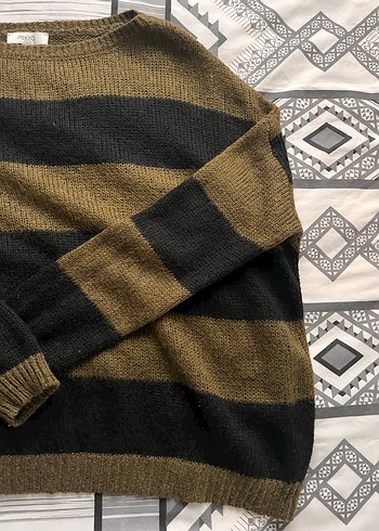 Kadın Kahverengi Çizgili Örgü Kazak - Görsel 2