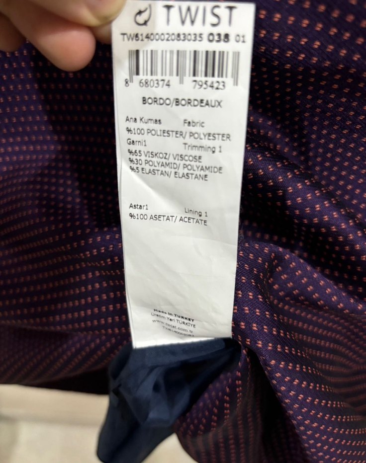 Twist 38 beden bordo uzun kollu elbise - Görsel 3
