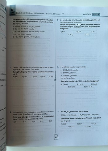 Benim Hocam ayt kimya soru bankası ıkı test cozulu