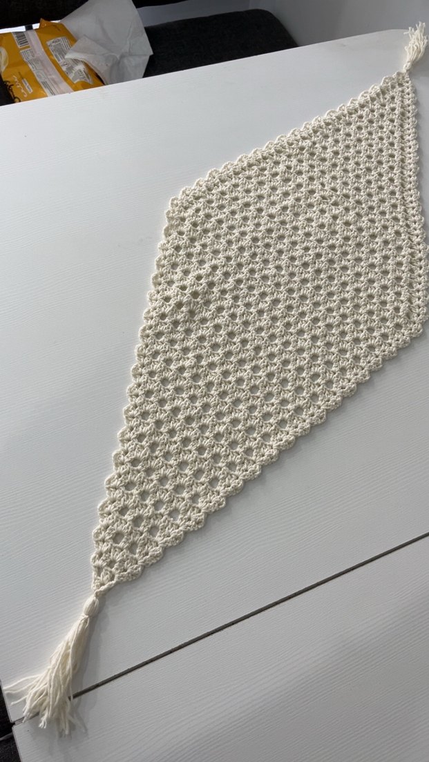 Krem Rengi El Örgüsü Runner - Görsel 3