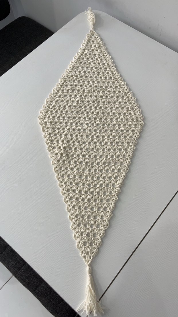 Krem Rengi El Örgüsü Runner - Görsel 2