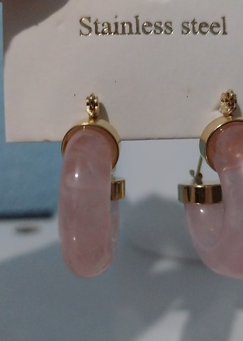 Pembe sedefli çelik Halka Küpe