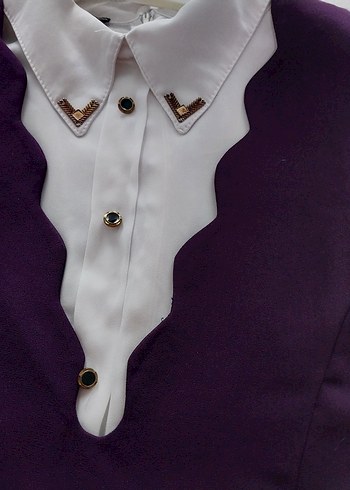 Beyaz Gömlekli Mor Elbise - Görsel 5