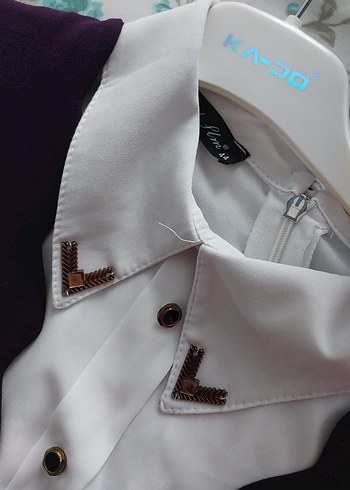 Beyaz Gömlekli Mor Elbise - Görsel 4