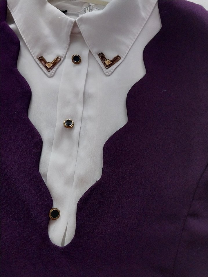 Beyaz Gömlekli Mor Elbise - Görsel 5