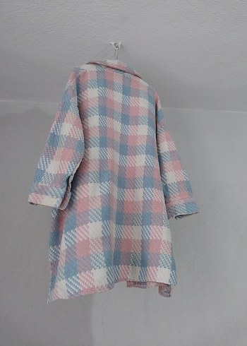 Pembe Mavi Oversize Gömlek Ceket - Görsel 2