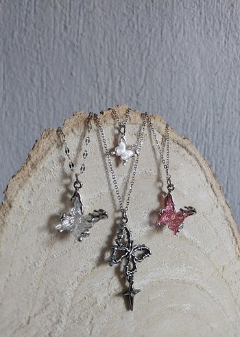 Beyaz Kelebek Kolye - Görsel 6