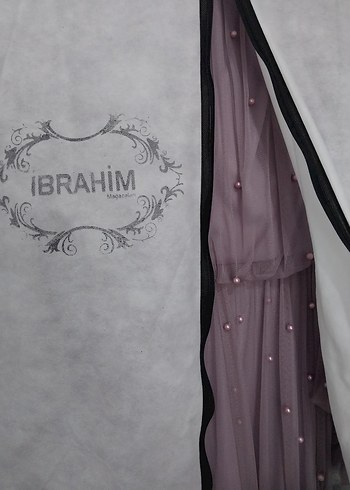 Mor İnci ve Tül Detaylı Uzun Abiye Elbise - Görsel 8