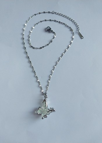 Beyaz Hologramlı Kelebek Kolye - Görsel 5