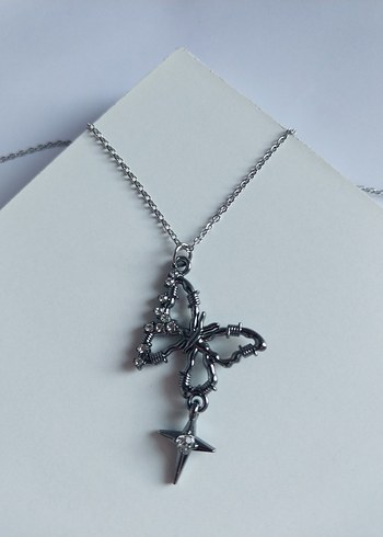 Siyah Yıldızlı Kelebek Kolye - Görsel 7