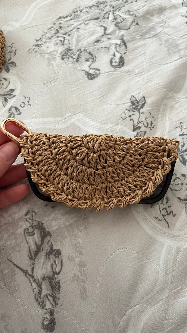 Çantaya Asılabilen Hasır El Örgüsü Gözlük Kılıfı - Görsel 4