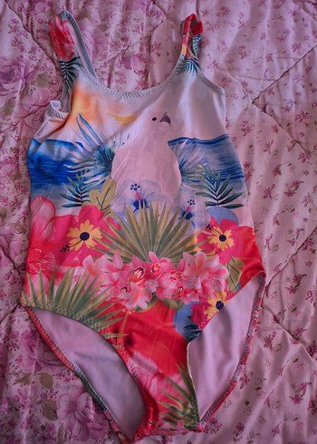 LC Waikiki Kız Çocuk Pembe Bohem Desenli Mayo
