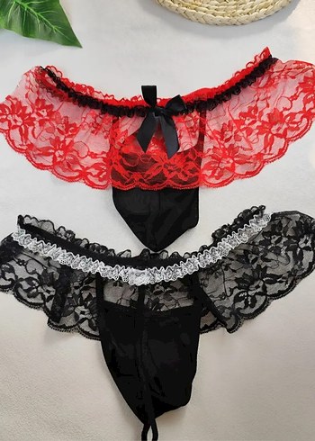 Gotik Nakışlı Midi Dantel Külot tanga