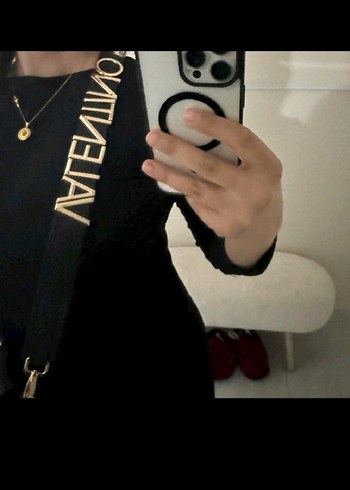 Beden siyah Renk Valentino Siyah Deri Kadın Çantası