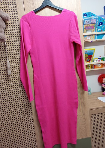 Trendyol Pembe Uzun Kollu Kadın triko elbise - Görsel 3