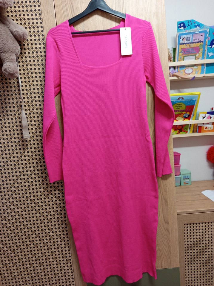 Trendyol Pembe Uzun Kollu Kadın triko elbise - Görsel 2