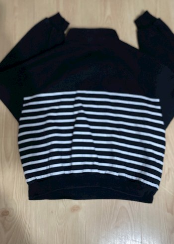 Defacto Siyah Çizgili Yarım Fermuarlı Kadın Sweatshirt